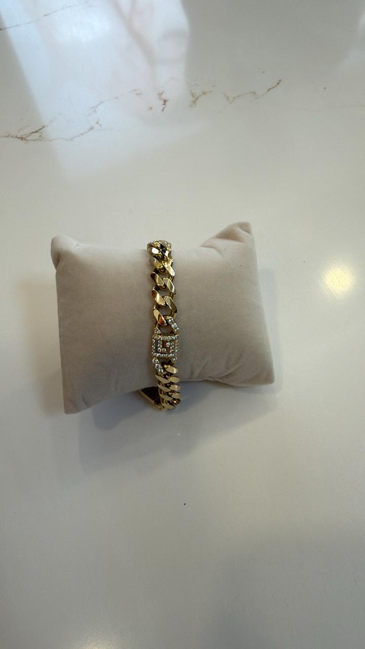 PULSERA CUBANA H(DIAMAN) 17GR 14K